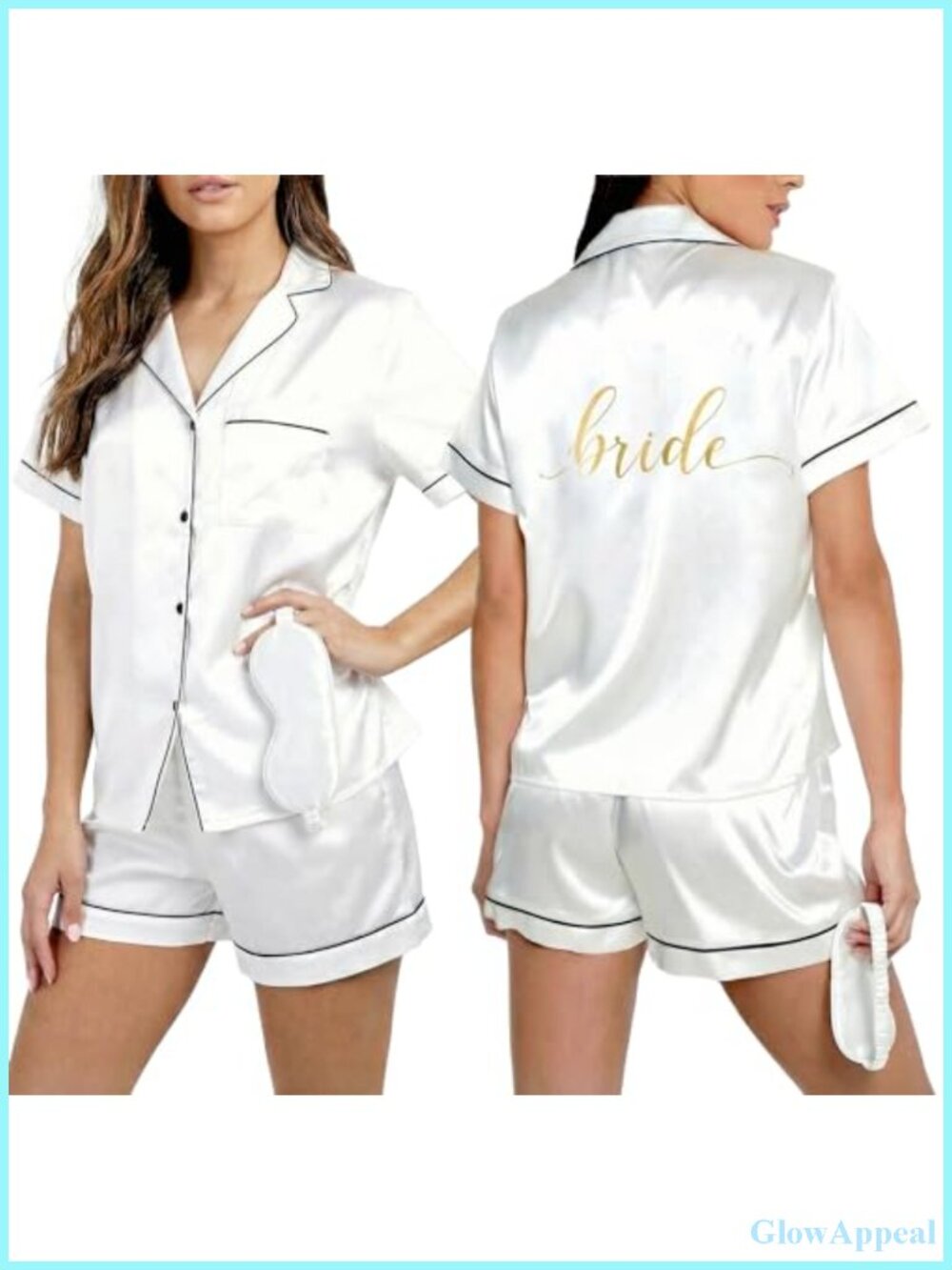 Bride Pajamas Set Satin Pajama Shorts Eye Mask Wedding Bridal Shower Gift
